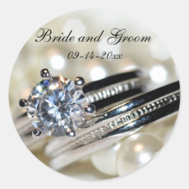 Anillos y Sellos para sobres Bodas de Perlas Blanc