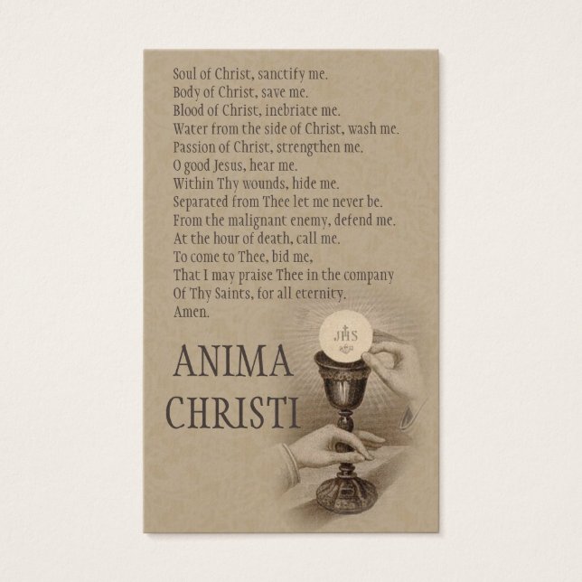 Anima Christi Eucharist Communist Prayer Holy Card (Anverso)
