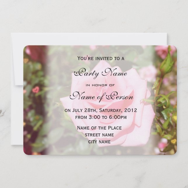 Animadas invitaciones a fiestas de flores rosadas (Anverso)