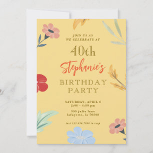 Animadas invitaciones de cumpleaños Floral 40