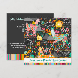 Animadas Llamas coloridas invitaciones a fiesta fe