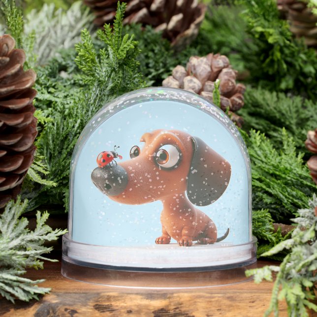 ANIMADO DACHSHUND LADY BUG SNOW GLOBE (Invierno)
