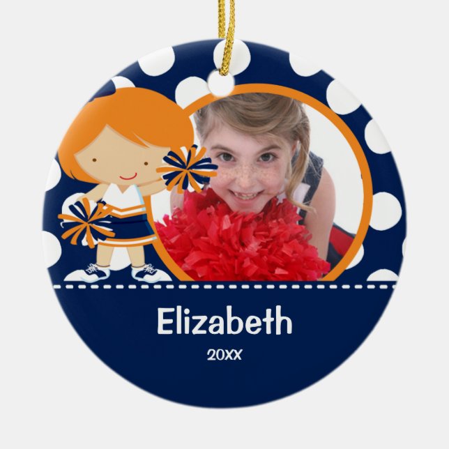 Animador Cheer Foto Ornamento de Navidad (Frente)