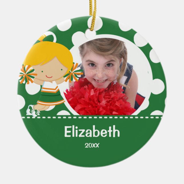 Animador Cheer Foto Ornamento de Navidad (Frente)