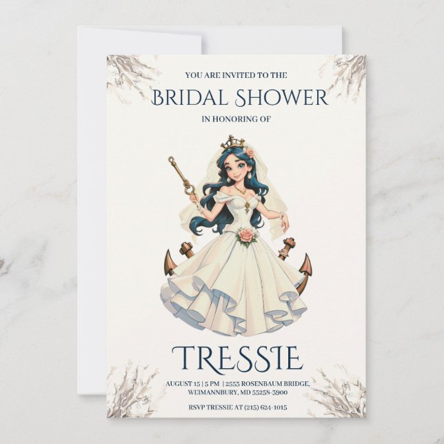 animador clásico invitaciones a la ducha de bodas  (Anverso)