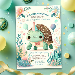 Animados niños Tortoise Invitación a la fiesta de