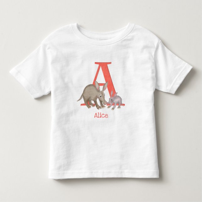Animal ABC A es para camiseta de aardvark (Anverso)