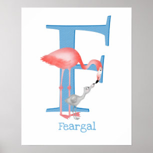 Animal ABC F es para impresión flamingo