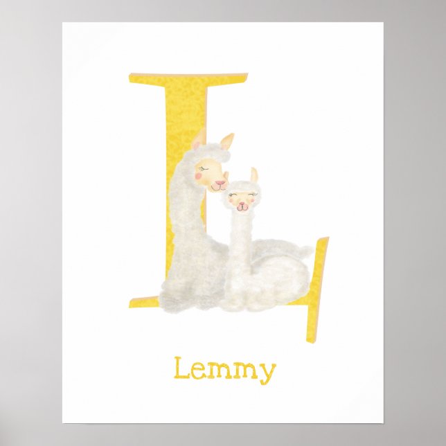 Animal ABC L es para la impresión de llama (Frente)