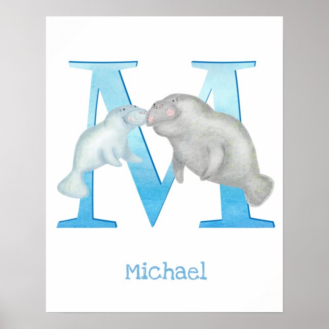 Animal ABC M es para manatí de impresión (Frente)