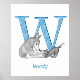 Animal ABC W es para la impresión de lobo