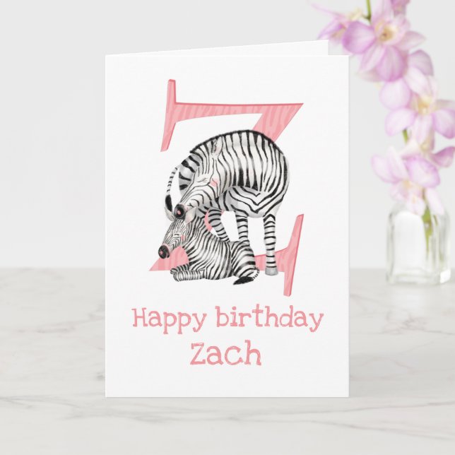 Animal ABC Z es una tarjeta de cumpleaños de cebra (Orquídea)
