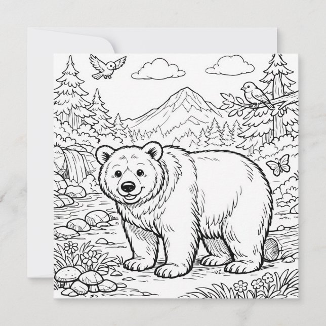 Animal Bear Black White Coloring Page (Anverso)