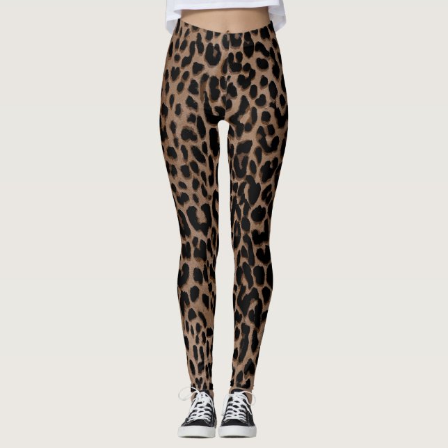 Animal de la Moda de Leopard Print Leggings (Anverso)