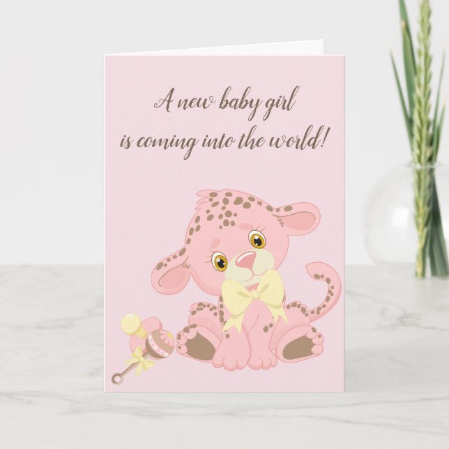 Animal del rosa de la tarjeta de Baby Shower de la (Anverso)