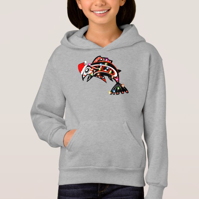 Animal espiritual Haida Salmon con luces Navidades (Anverso)