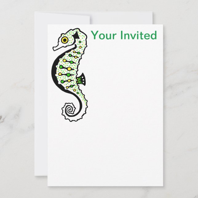 animal fiesta - Cute SEAHORSE - invitación (Anverso)
