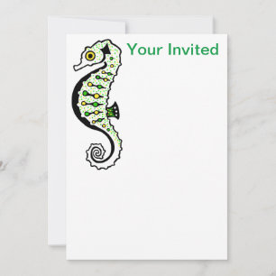 animal fiesta - Cute SEAHORSE - invitación