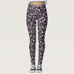 Animal morado de leopardo plateado imprime Legging