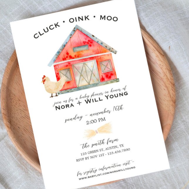 Animales Barnyard - Invitación Baby Shower - Barn (Subido por el creador)