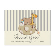 Animales Bebés de Gris Suave Tarjeta de Agradecimi
