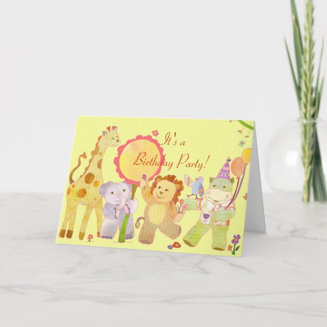 Animales bebés: Invitación de fiesta de cumpleaños (Anverso)