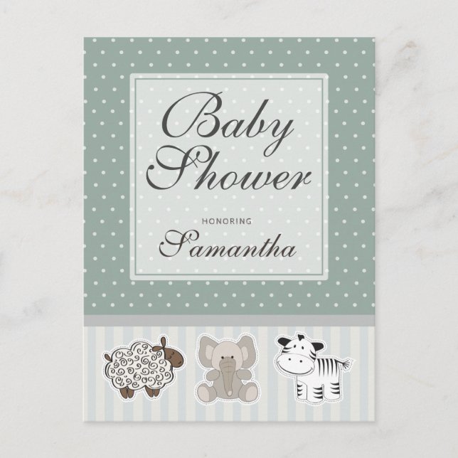 Animales bebés para la invitación de Baby Shower (Anverso)