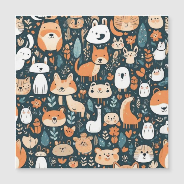 Animales bonitos diseño de decoración verde (Anverso)