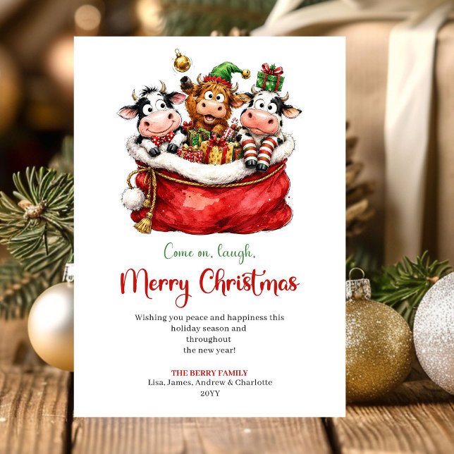 Animales Caprichosos de Moda Feliz Navidad (Trendy Whimsical Animals Playful Christmas Greeting Card

)
