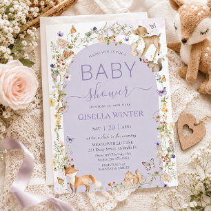 Animales caprichosos del bosque Invitación de baby