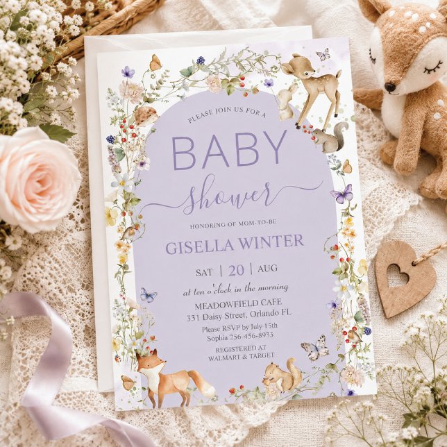 Animales caprichosos del bosque Invitación de baby (Subido por el creador)