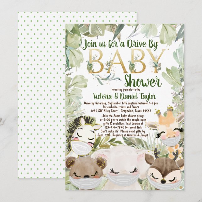 Animales Con Máscara Invitación de Cumpleaños de B (Anverso / Reverso)