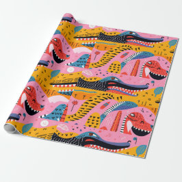Animales con patrones con doodles Papel de envolve