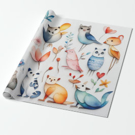Animales cortos adorables Papel de envolvimiento