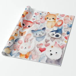 Animales cortos adorables Papel de envolvimiento