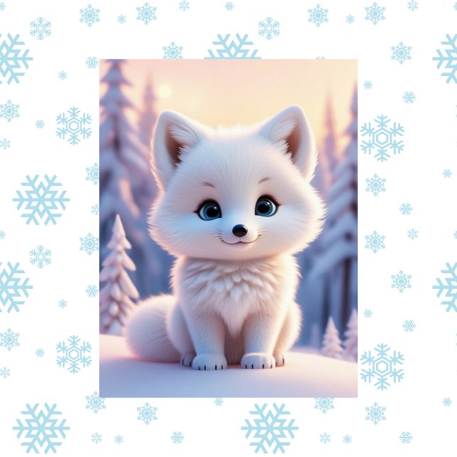 Animales cortos, invierno, Fox blanca, Postal (Subido por el creador)