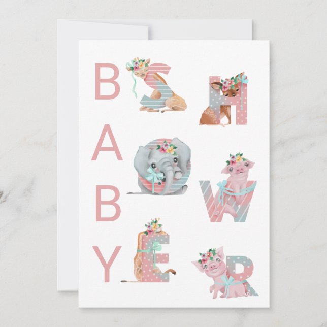 *~* Animales curados Cartas Invitación a Baby Show (Anverso)