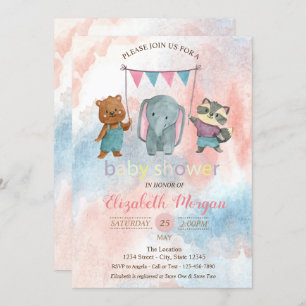 Animales curados, Invitación a Baby Shower acuarel