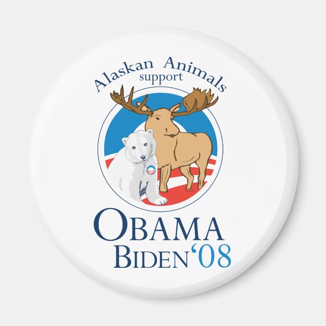 Animales de Alaska para el imán de Obama (Frente)