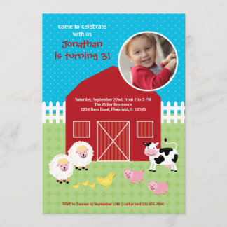 Animales de Barn Invitación a foto de cumpleaños