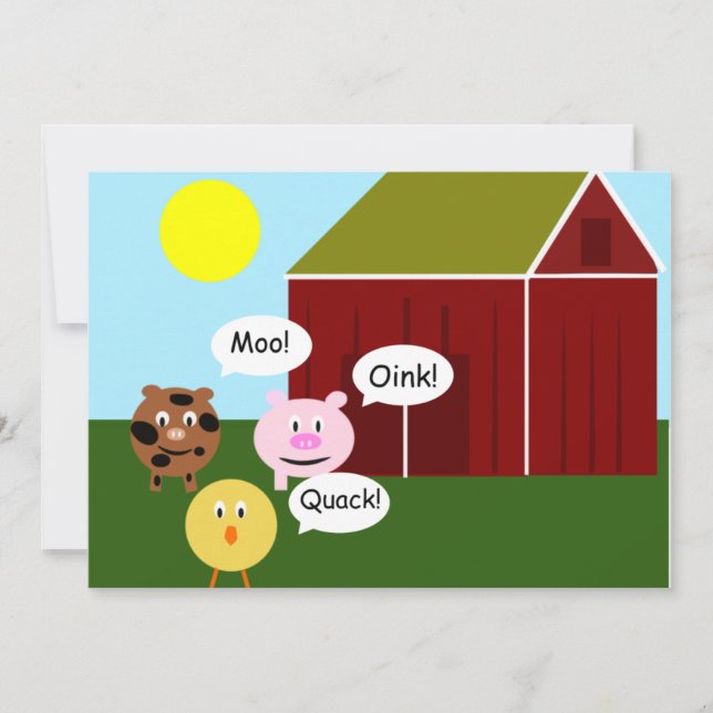 Animales de Barnyard Invitaciones a fiestas de cum (Anverso)