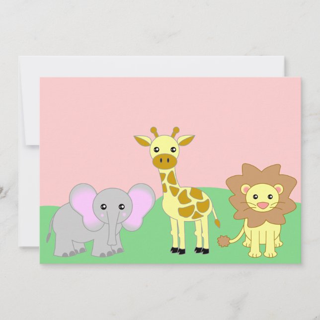 Animales de bebé selva invitaciones de ducha en bl (Anverso)