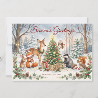 Animales de bosque en acuarela Navidad