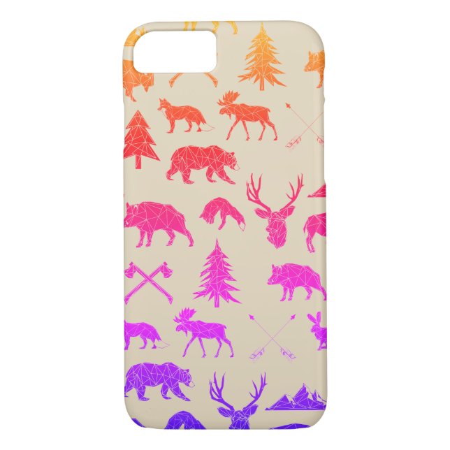Animales de bosque geométrico| Funda iPhone 7 (Reverso)