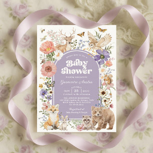 Animales de Bosque Purpura Invitación de Baby Show