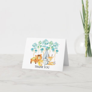 Animales de bosque tribal Baby Shower Gracias Nota