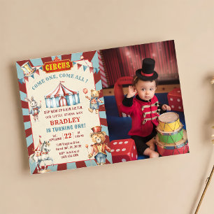 Animales de circo Carnaval Invitación a foto de cu