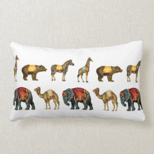Animales de circo del vintage en la almohada del