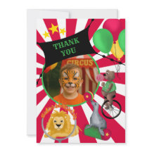 Animales de Circo Tarjeta de agradecimiento plana 
