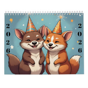 Animales de dibujos animados lindos Calendario año
